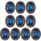 GORGECRAFT 10Stk Ganz Oval Geschliffene Blaue Zirkon-Strasssteine Im Vintage-Stil Kupfer Hohler Metallschaft Nähmantelknöpfe Geschliffene Strasssteine Für Uniformen Anzüge Blazer Mäntel 25mm x 20mm