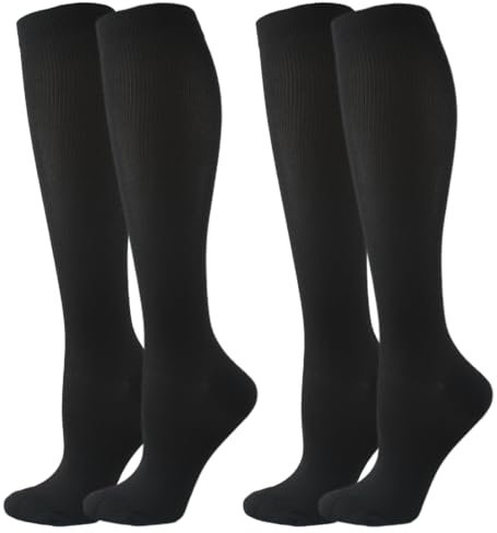 TNSRAY Kompressionsstrümpfe Damen und Herren, 2 Paar Kompressionsstrümpfe Damen und Herren Stützstrümpfe Kompressionssocken Stützsocken Reisestrümpfe für Flug Sport Running Radsport