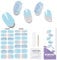 DUKASOU Nagelfolie UV Härtend - 28 Stück UV Gelfolien,Einfach und Bequem UV Gel Strips DIY Gel Nail Sticker ist ein Geschenk für Anfänger, um Nägel zu dekorieren(Hellblau)