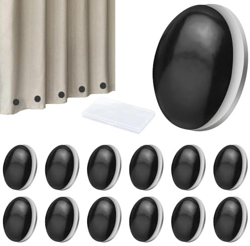 Vorhang Gewichte, 12 Paar Duschvorhang Gewichte, Runde Magnetische Vorhang Gewichte Gardinenbeschwerer Duschvorhang Beschwerer für Gardinen Tischdecken Duschvorhang(Schwarz)