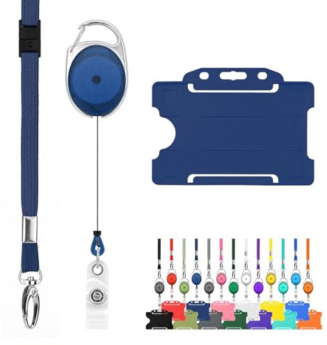 Lanyards Tomorrow.co.uk Lot de 3 cordons rétractables et porte-badges par LanyardsTomorrow – L'ensemble comprend un seul cordon uni, un mousqueton extensible Yoyo et un porte-carte d'identité rigide (