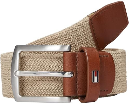 Tommy Hilfiger Herren Gürtel Denton Elastic 3,5 cm Geflochten, Beige (Horseradish), 115 cm