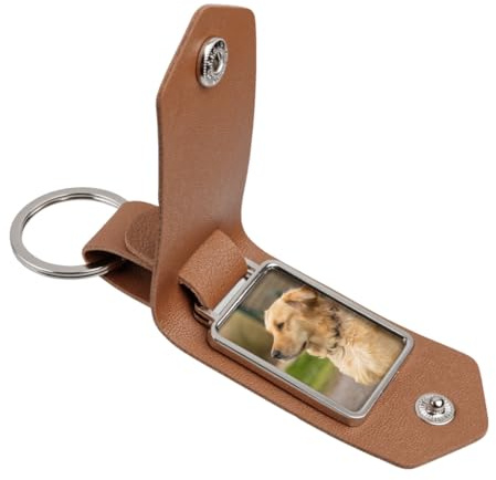 Porte-clés photo en cuir synthétique avec cadre photo, Argenté., L