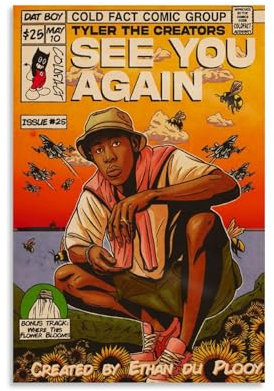 Tyler Poster The Creators Rapper, Musikalbum, Comics, Vintage-Musikposter für Zimmer, ästhetische Leinwand, Wandkunst, Schlafzimmerdekoration, 30 x 45 cm