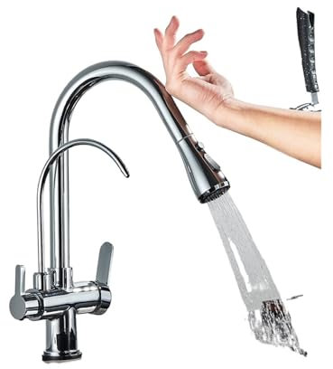 SFEWF Touch Sensing Wasserfilter Küche Antik Messing Feuerlöscher Sprüher Mischbatterie Wasserhahn mit Schwenkkran