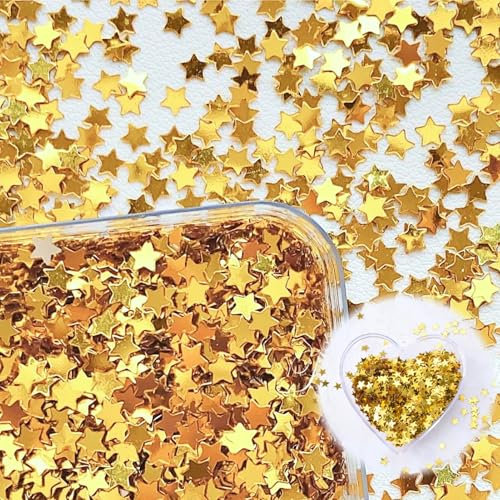 Hugwish 50g Stern Konfetti Gold Confetti, Streusterne Goldene Sterne, Glitzersterne Für Party Hochzeit Weihnachten Konfetti, Deko Weihnachten