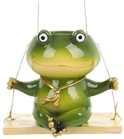 Sukkulententententöpfe mit coolem Frosch-Design, Kunstharz- -Töpfe, multifunktionaler Frosch-Pflanzgefäß, dekorativer Tier-Pflanzgefäß, 15 x 10,5 x 14 cm, für Zuhause, drinnen, draußen, Garten,