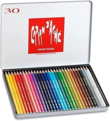 Caran D'ache Swisscolor Aquarellstifte in Metallbox, 30 Stück und 2 Postkarten