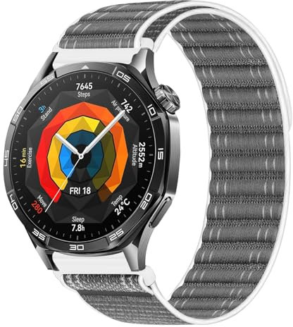 Cinturino Nylon Smartwatch 22mm per Huawei GT 5/GT4/GT3/GT3 Pro/GT2/GT2 Pro/GT2e, Compatibile con Samsung Galaxy Watch 3/Galaxy Watch 46 mm/Gear S3 Classic