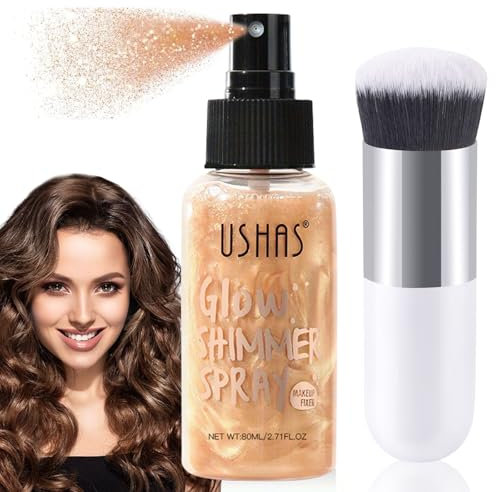 Ledeak Body Glitter Spray Shimmer Oil in Four Colors, Moisturizing Luminizer for Face, Body, Hair (Rose Gold)