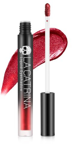 Flüssiger Metallischer Burgunder Lidschatten, Hochpigmentierter Schnell Trocknender Roter Goth-Lidschatten, Langanhaltender Schimmernder Lidschatten für Empfindliche Augen,Vegan #07 Ancora Rot