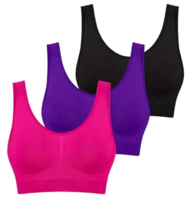 Boolavard 3 Pezzi/Set Reggiseni Senza Cuciture per Donna Reggiseno Senza Ferretto Crop Top Morbido Canotta Sportiva Reggiseno