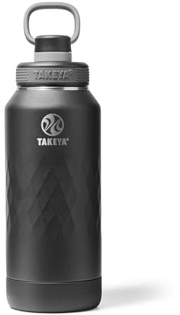 Takeya Sport 32 oz Triple-Insulated Stainless Steel Water Bottle – Leakproof, Sweatproof, BPA-Free, Keeps Drinks Cold 36 Hrs, Hot 14 Hrs – Obsidian