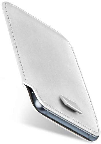 moex Slide Case für iPhone 16e Handytasche zum Einstecken Ultra dünn, Einsteckhülle Holster Hülle PU Leder, Sleeve Etui Handyhülle mit 360 Grad Komplettschutz, Weiß