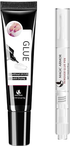 Kit de gel de colle à ongles et dissolvant de colle à ongles – Pas besoin d'UV pour les ongles à coller à pression 15 g, avec colle de dissolvant 5 ml, séchage rapide pour ongles artificiels longue