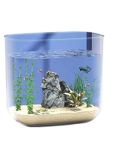 Boccia per pesci Acquario da tavolo in acrilico trasparente for soggiorno, piccolo acquario for tartarughe senza bordi Acquario