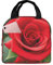 WOmeng Bolsa térmica funcional con estampado de rosas rojas, lonchera de moda, adecuada para niños y adultos, actividades al aire libre