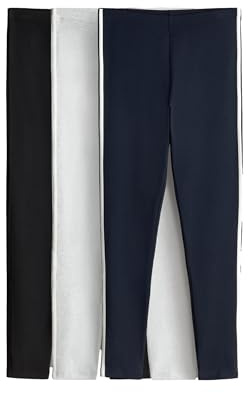 THE SET Damen t Leggings mit Seitenstreifen, 3er-Pack Black/Navy Blue/Grey m