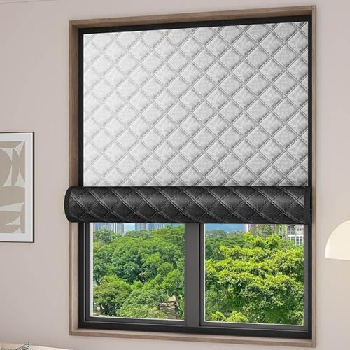 Generisch Schallschutz Vorhang mit Thermo-Isolierung, Thermo Rollos für Fenster Ohne Bohren, Baumwolle Aus Aluminiumfolie Wärmeschutzfolie Fenster (Grau 90 * 150cm)
