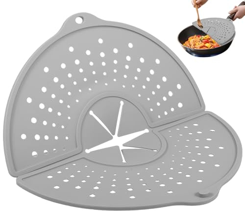 Eyoulife Spritzschutz Pfannen Silikon 32cm Faltbar Hochtemperaturbeständig | Ölschutz Spritzschutz Spülmaschinenfest zum Kochen Braten für Küche Haushalt Ölspritzschutzabdeckung