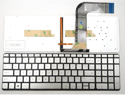 HYFOZAE Laptop-Teile Tastatur für HP Envy M7-K000, K100, K200, K010DX und K111DX Serie – Silber, Rahmenlos mit Hintergrundbeleuchtung