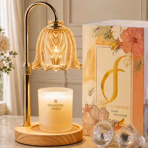Funistree Kerzenwärmer Lampe mit Timer und Dimmer, Elektrische Duftlampe für Große Kerzen, Vintage Candle Warmer Lamp für Home Decor & Geschenke, Geschenke für Frauen, Geburtstagsgeschenk für Mama
