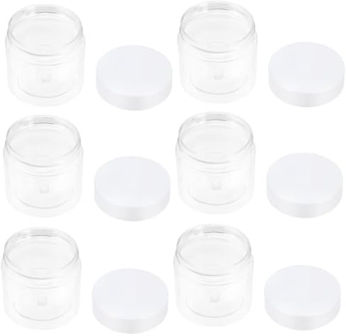 AMUSLESUR Pot à Crème Vide 12 Pièces 60 Ml Plastique Transparent Couvercle Blanc pour Stockage de Pièces de Monnaie et Accessoires de Voyage