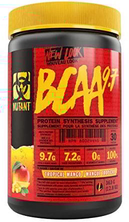 MUTANT Hardcore BCAA | 2:1:1 BCAA + Elektrolyte für Muskelerholung & Flüssigkeitszufuhr | Vor, während & nach dem Training | 30 Portionen | Tropische Mango
