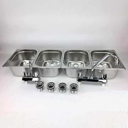 4-Large Compartment Drop-in Stainless Steel Concession Sink Stand Food Trailer Truck