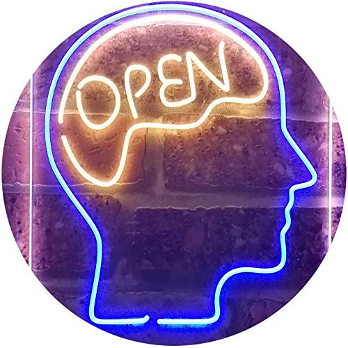 Open Mind Brain Storming Dual Color LED Barlicht Neonlicht Lichtwerbung Neon Sign Blau & Gelb 210 x 300mm st6s23-i3299-by