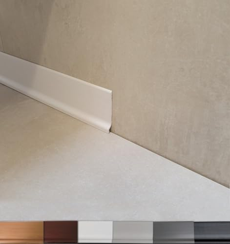 MadeInNature, Plinthe souple en PVC grande qualité, Blanc, Gris clair, Gris foncé, Noir, hauteur 70 mm, Longueur au choix (12 ml, Blanc)