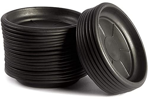 24 Pack Small Plastic Plant Saucers for Pots, 10 cm Drip Tray for Planter, Indoor, Outdoor Flowers (Black)