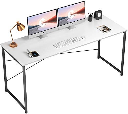 CubiCubi Computer Desk 140 x 60 x 75 cm Home Office Laptop Desk Study Writing Table, Modern Simple Style, White