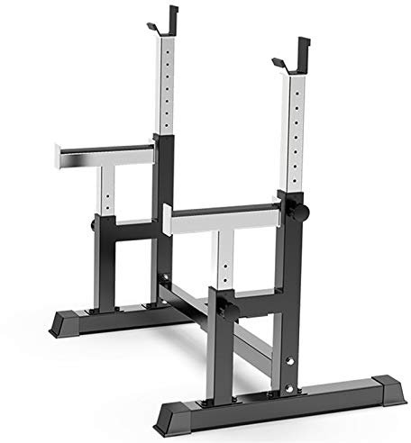 Bankdrücken for Den Haushalt Fitness-Langhantel-Rack Verstellbarer Squat-Rack Krafttrainingsgeräte Kommerzielle Fitnessgeräte Tragende 300 Kg (Color : Black, Size : (75-120) x70x(80-120) cm)