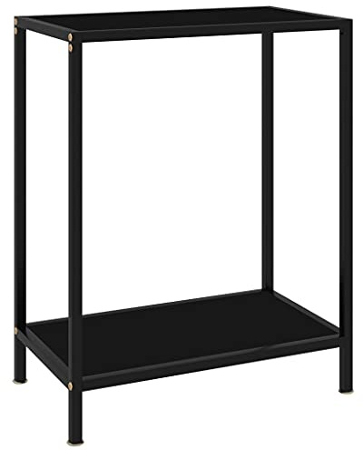 vidaXL Tavolo Consolle Nero 60x35x75 cm in Vetro Temperato