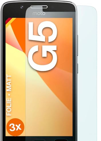 moex FlexProtect matte Schutzfolie für Motorola Moto G5 Displayschutz Folie matt gegen Reflexionen, Anti Reflex Handyfolie mit Sonnenschutz, Kompatibel mit jeder Handyhülle, 3 Stück