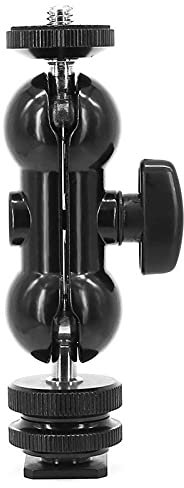 Walway Cool Ballhead Multifunktions-Doppel-Kugelkopf mit Zubehörschuh-Halterung und 6,35 mm Schraube für DSLR-Kameras, Camcorder, Kamerakäfig, Monitor und LED-Licht