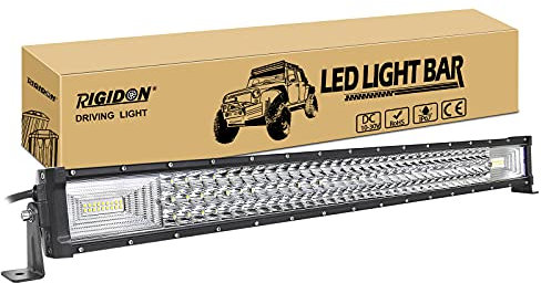 RIGIDON 32 Zoll 80 cm 405W außen alu led lichtleiste, 12V 24V Wasserdicht warmweiß offroad beleuchtung für Auto SUV Offroad ATV LKW Traktor Fahrzeuge 4x4, Slim direkt led nebelscheinwerfer 6000K