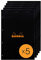 Rhodia 202009C - Packung mit 5 Notizblöcken geheftet No.20, DIN A4+, 80 Blätter gelb kariert perforiert, 80g, Schwarz, 1 Pack