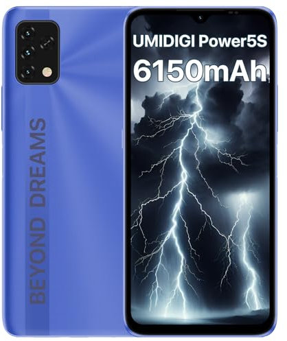 UMIDIGI Smartphone Power 5S con 6150mAh, Android 11 Telefone 4GB+256GB Espandibile, 6,53HD+ Schermo, 16MP+8MP, 3 Slot, 4G Dual SIM Telefoni cellulari con 32GB ROM, Face Unlock, Global LTE Bands, Blu