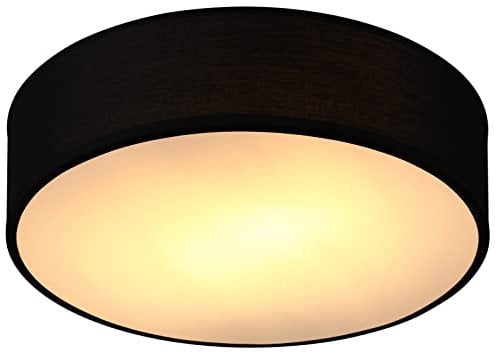 MONZANA® Deckenlampe Stoff Wohnzimmer Schlafzimmer E27 Schwarz 38cm Rund 2-Flammig 40W Lampe Flur Küche Deckenstrahler Deckenleuchte Stoffdeckenlampe