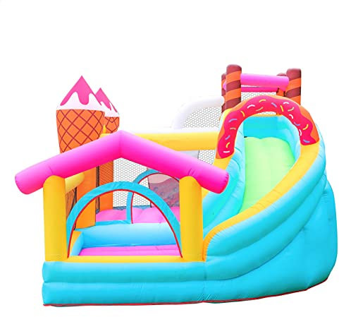 Indoor Outdoor Inflatable Bouncy Castle 4 in 1 Donut Inflatable Trampoline Jumping Bed Slide for Children Kids with Inflator
