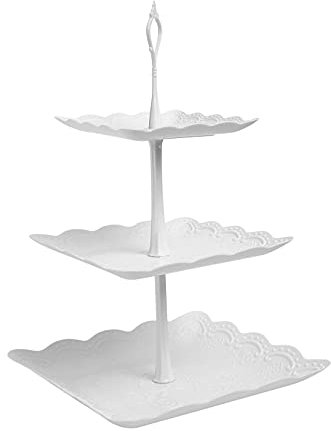 Soporte para Tartas 3 Pisos, Soporte de Pastel de 3 Niveles, Bandeja de Tartas, Expositor Soporte Plato de Frutos Postre reutilizable para Tartas Cupcakes, Boda Fiesta Cumpleaños