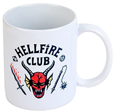 Grupo Erik Kaffeetasse, Stranger Things Hellfire Club Tasse, Kafeetasse aus Keramik für ein besseres Geschmack, Teetasse, Fassungsvermögen : 350ml