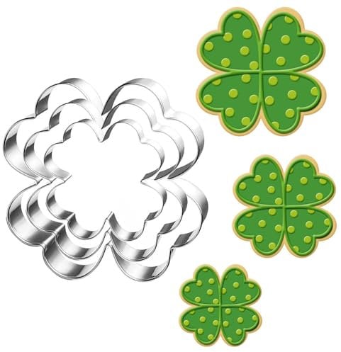 UKoosien Kleeblatt Ausstecher Set-8,9cm 6,7cm 5,2cm-Stück-St. Patrick's Day Plätzchen Ausstecher Linzer Frühling Lustige Ausstechformen für Kinder