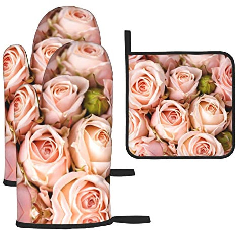 Lot de 3 maniques et maniques multifonctions avec poche Motif roses roses roses