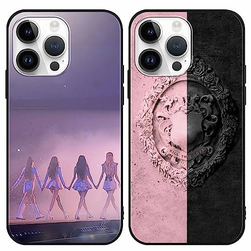 [2 Stück] BLACKPINK Handyhülle für iPhone 14 Pro Max Hülle 6,7, Kpop Ästhetik Muster Motiv Design with Schutzhülle Gemustert Kratzfest Stoßfest Weiche TPU für BLINK für iPhone 14 Pro Max Hüllen,02
