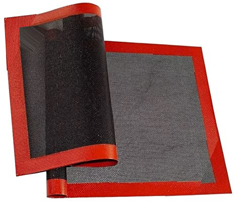 Tapis en Fibre de Verre en Silicone perforé, Tapis de Cuisson 2 Pièces Même Chaleur pour la Cuisine