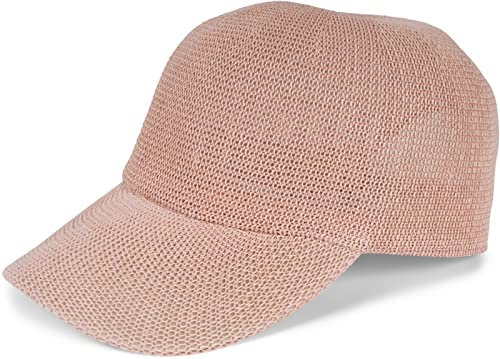styleBREAKER Papierstroh Baseball Cap einfarbig | luftiges Sommer Basecap mit Metallschnalle verstellbar | Unisex Cap mit Schweißband für Damen und Herren, Farbe:Rose