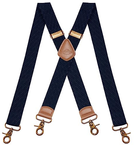 Dresime Hosenträger für Herren mit 4 starken Haken-Clips, X Form elastisch einstellbar Hosenträger für Männer und Damen Arbeitshosen Stark Motorradhose Overalls Jeans